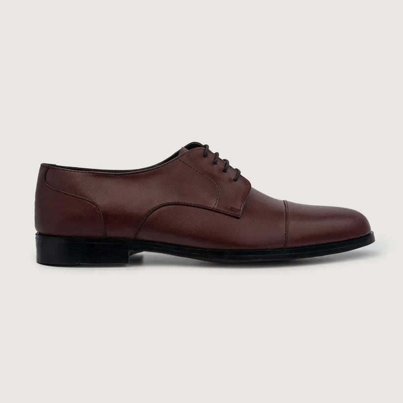 Attorney Derby Maroon Leather Shoes