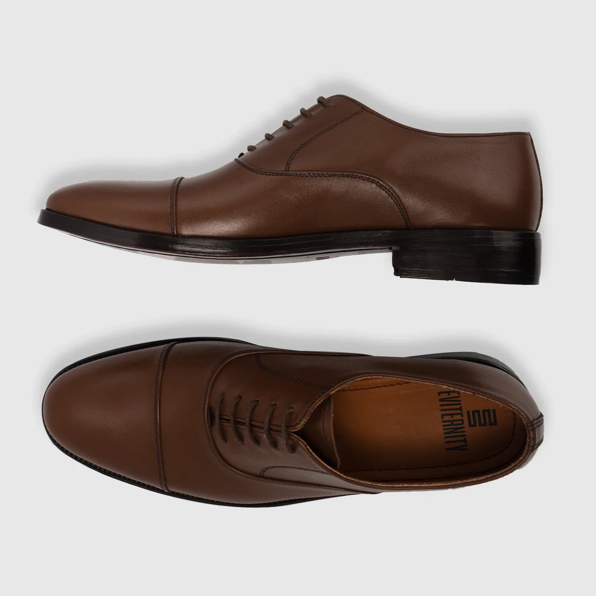 Professor Oxford Brown Leather Shoes For Men - Reinforced Heel Counter & Precision Double-Row Stitching Detail
