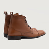 Knight Derby Tan Leather Boots For Men - Reinforced Heel Counter & Precision Double-Row Stitching Detail
