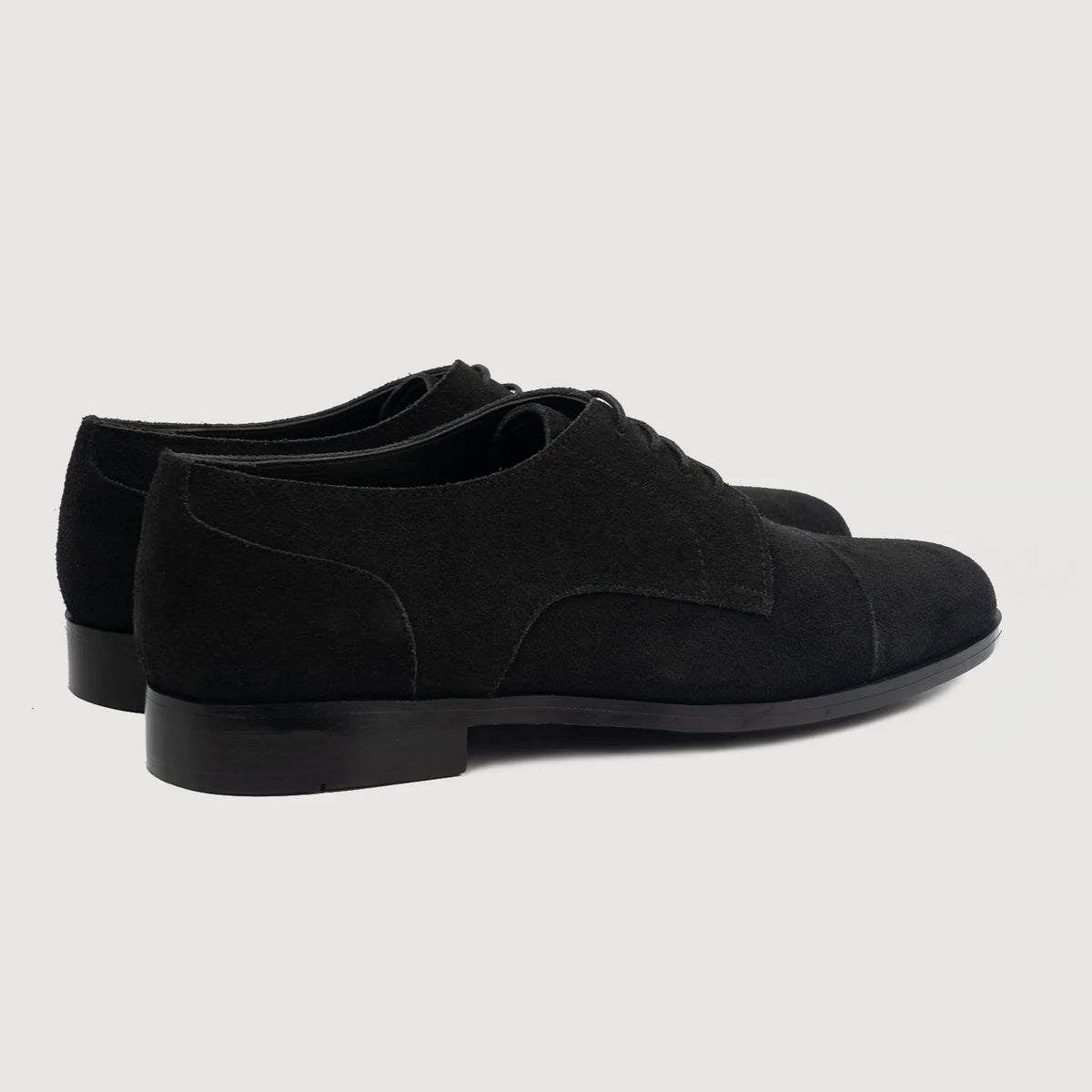 High-Traction Rubber Outsole & Lug Tread Pattern on Attorney Derby Black Suede Leather Shoes For Men
