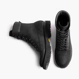 Explorer Black Matte Leather Boots - Reinforced Heel Counter & Precision Double-Row Stitching Detail