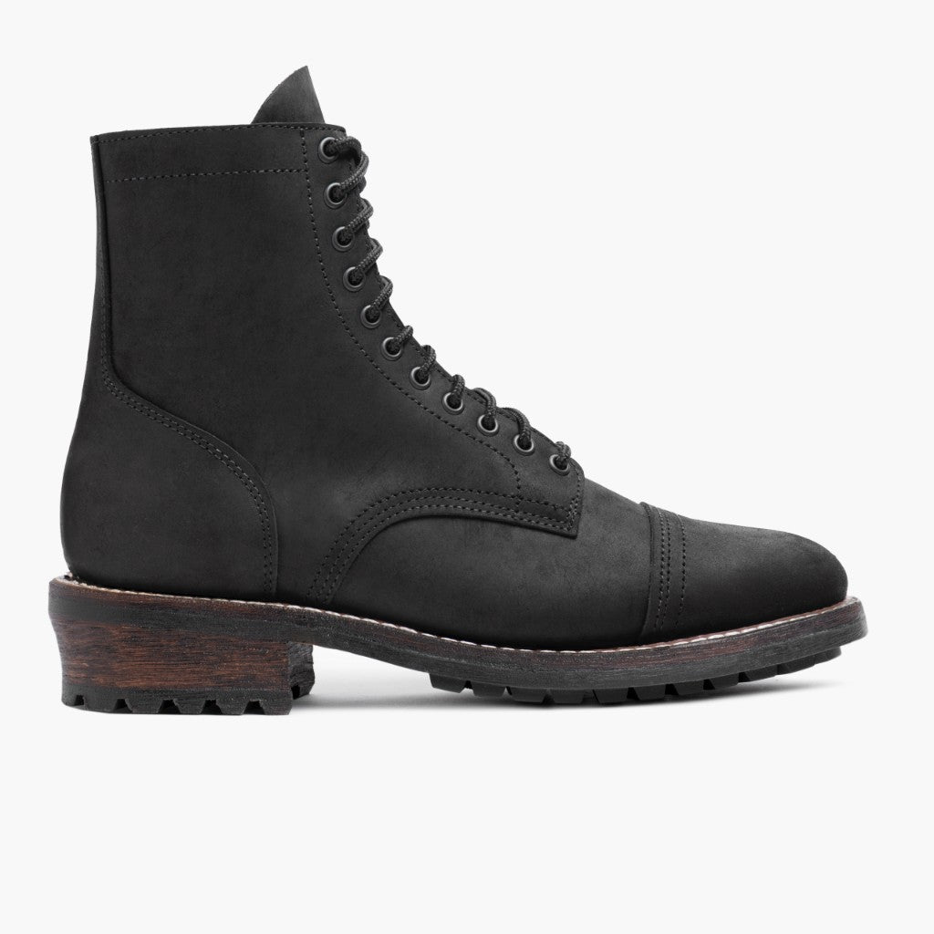 Black Full-Grain leather Boots - Goodyear Welt Construction & Front Toe Box Detail