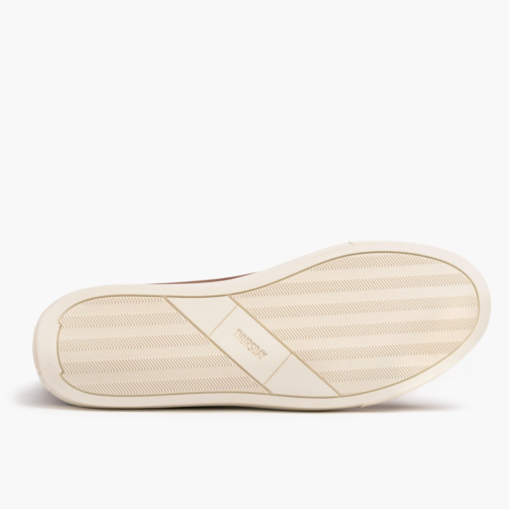 High-Traction Rubber Outsole & Lug Tread Pattern on Premier High Top Toffee Leather Sneakers For Men