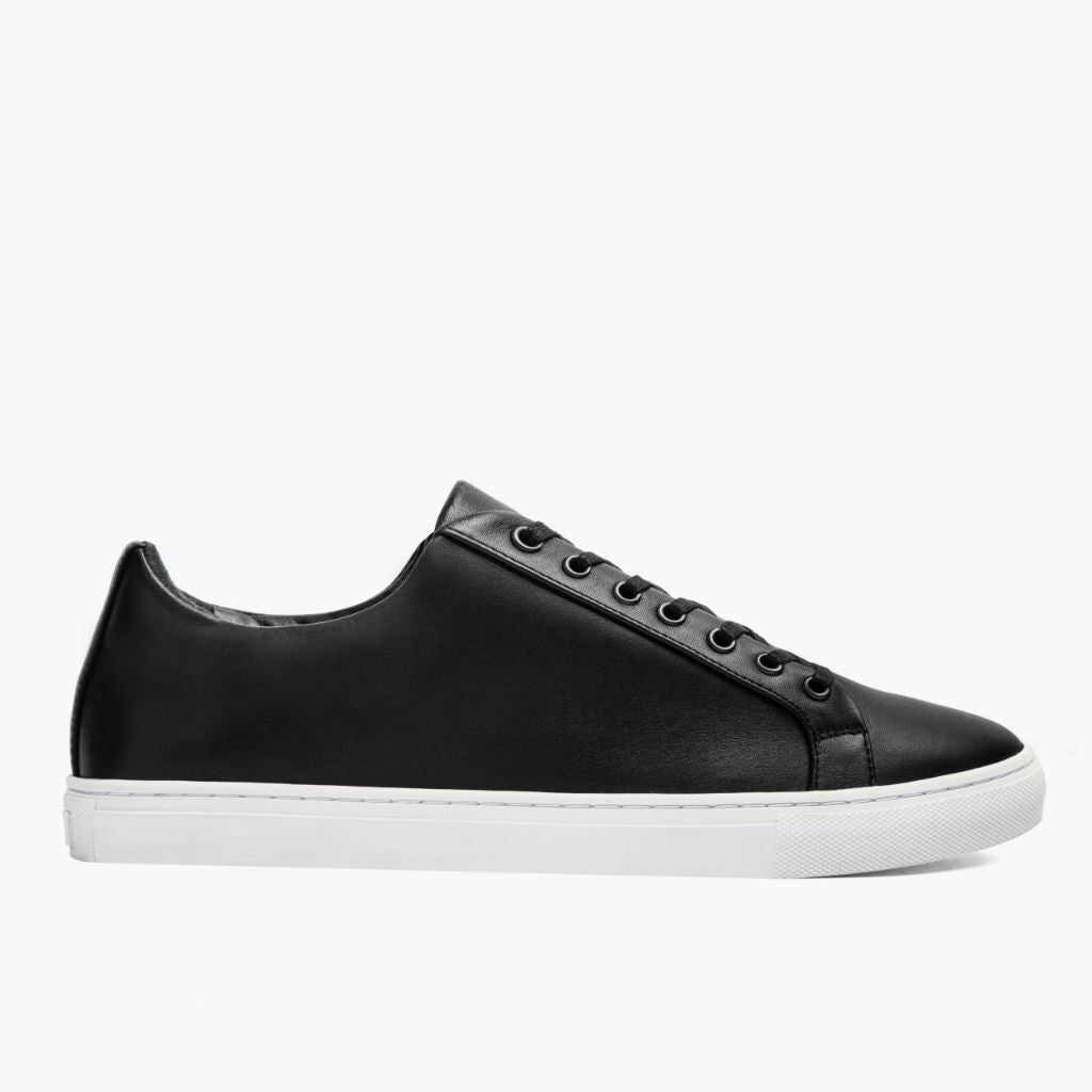 Black Full-Grain leather Sneakers - Goodyear Welt Construction & Front Toe Box Detail