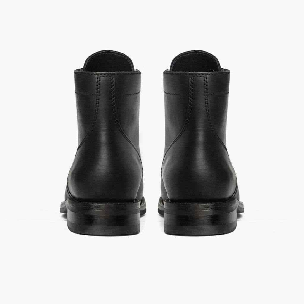 President Black Matte Leather Boots For Men - Reinforced Heel Counter & Precision Double-Row Stitching Detail