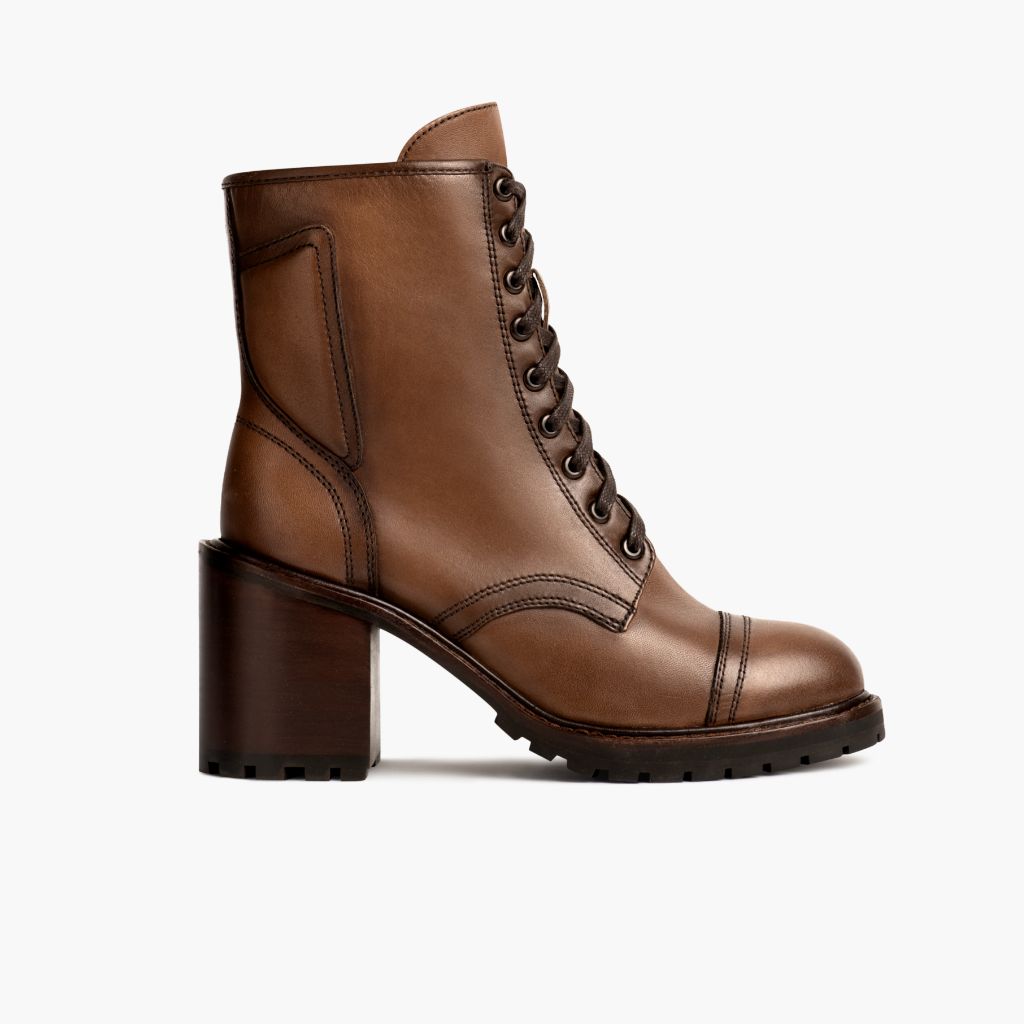Women's Rebel Amber Wheat Leather Boots - Reinforced Heel Counter & Precision Double-Row Stitching Detail