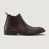 Burnished Brown Full-Grain leather Boots - Goodyear Welt Construction & Front Toe Box Detail