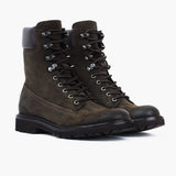 Explorer Dark Olive Suede Leather Boots in Olive Goatskin Suede - Lateral Side Profile View | Buy Online