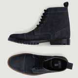 Knight Derby Grey Suede Leather Boots - TerraGrip - Reinforced Heel Counter & Precision Double-Row Stitching Detail