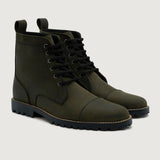 Knight Derby Olive Green Pullup Leather Boots - TerraGrip in Olive Green Full-Grain Leather - Lateral Side Profile View | Buy Online