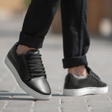 Black Full-Grain leather Sneakers - Goodyear Welt Construction & Front Toe Box Detail