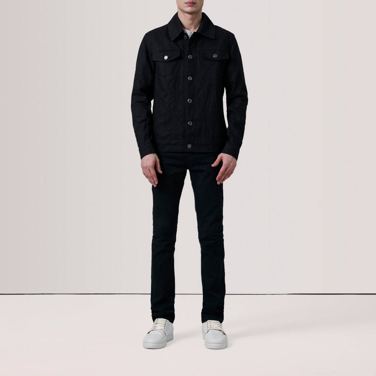 Black Full-Grain leather Jacket - Back View Showing Tailored Shoulder Fit &amp; Clean Hemline