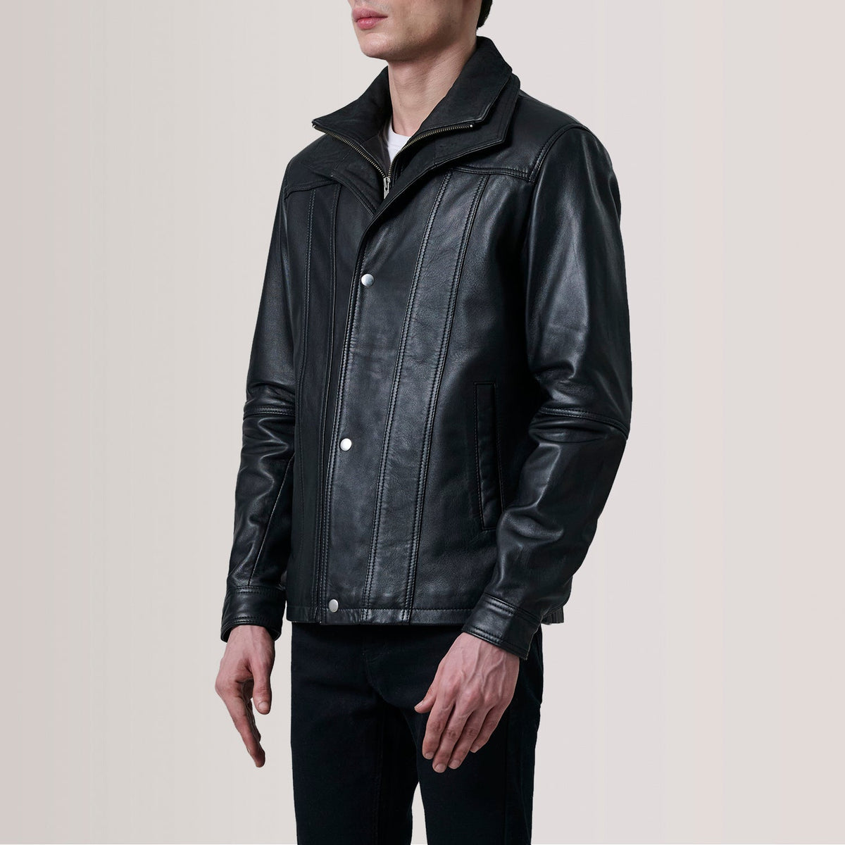 Klen Brown Classic Jacket For Men - Lateral Side Profile View Showing Sleeve Cut &amp; Athletic Taper Fit