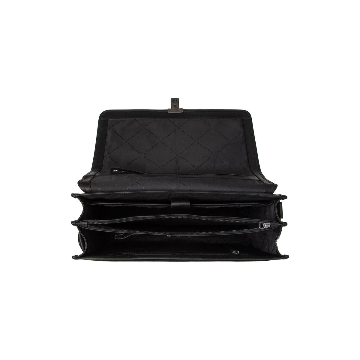 Solid Antique Brass Hardware &amp; Heavy-Duty Dual Zipper Detail on Glenwood Full-Grain Leather Briefcase