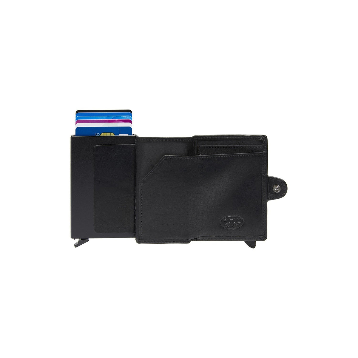 Baldwin Full-Grain Leather Card Holder - Structured Side Profile Showing Gusset Depth &amp; Expansion Capacity