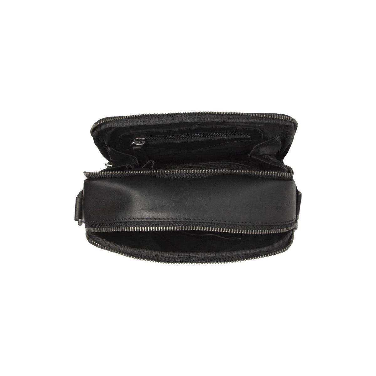 Solid Antique Brass Hardware &amp; Heavy-Duty Dual Zipper Detail on Arendal Full-Grain Leather Crossbody Bag