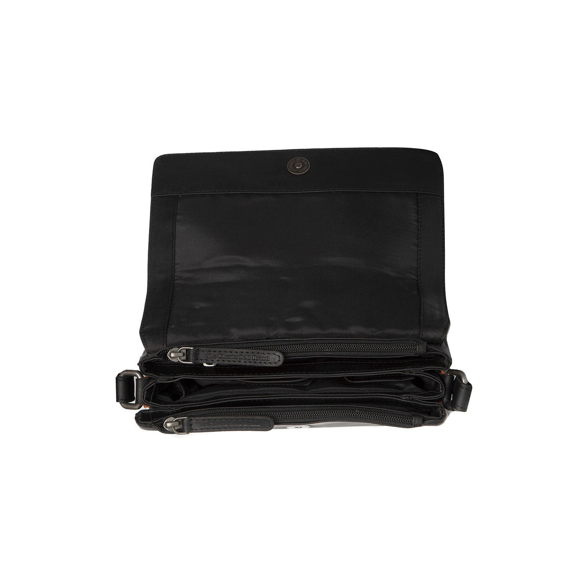 Solid Antique Brass Hardware &amp; Heavy-Duty Dual Zipper Detail on Forano Full-Grain Leather Crossbody Bag