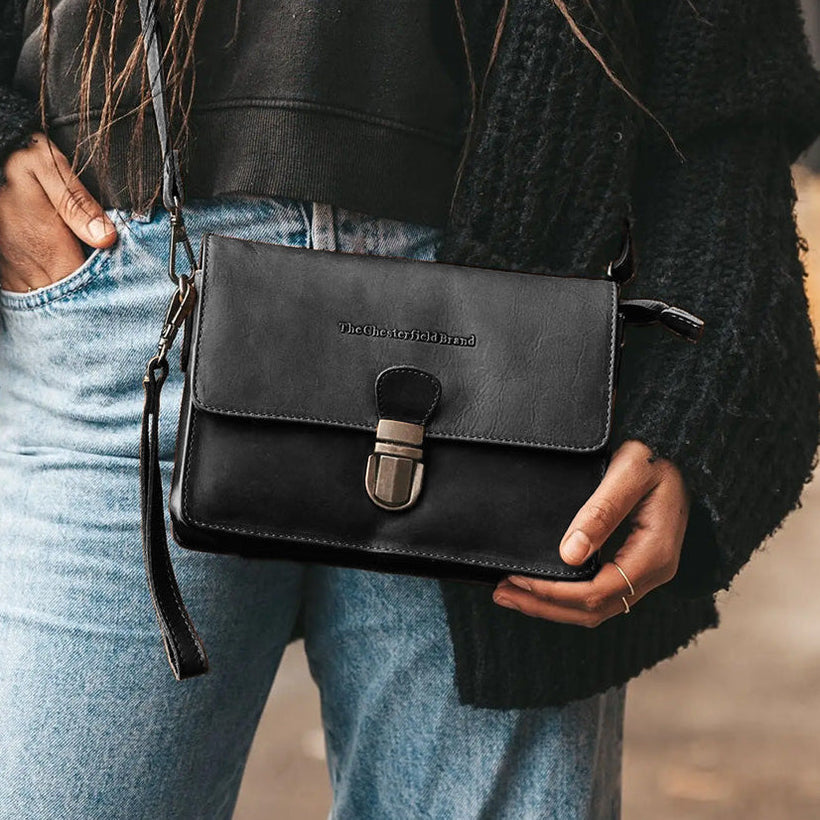 Classic 100% Full-Grain leather Bag - Rear Perspective Showing Reinforced Leather Straps & Stitching