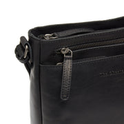 Solid Antique Brass Hardware &amp; Heavy-Duty Dual Zipper Detail on Mumbai Full-Grain Leather Crossbody Bag