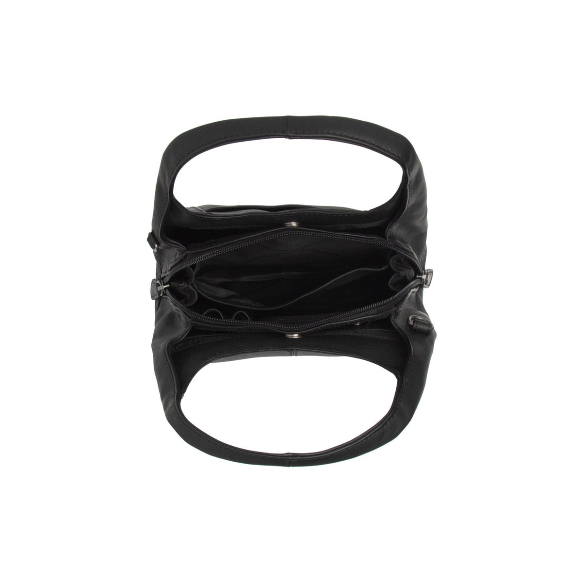 Close-Up Detail of Classic Collar &amp; Heavy-Duty Zipper Hardware on Lunera Full-Grain Leather Handbag