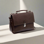Styled Fit Perspective of Renata Full-Grain Leather Handbag on Model - Natural Daylight Drape