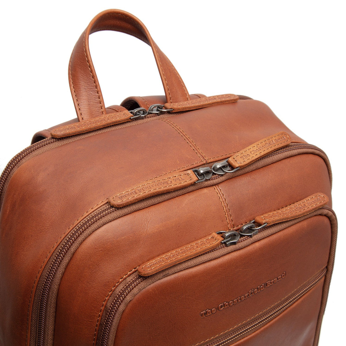 
Cognac Leather Laptop Backpack Detroit, detail view 5