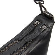 Moneva Full-Grain Leather Shoulder Bag - Structured Side Profile Showing Gusset Depth &amp; Expansion Capacity