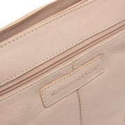 Solid Antique Brass Hardware &amp; Heavy-Duty Dual Zipper Detail on Zarita Full-Grain Leather Shoulder Bag
