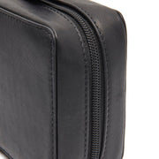 Close-Up Detail of Classic Collar &amp; Heavy-Duty Zipper Hardware on Leather Tech-Organizer Ardan