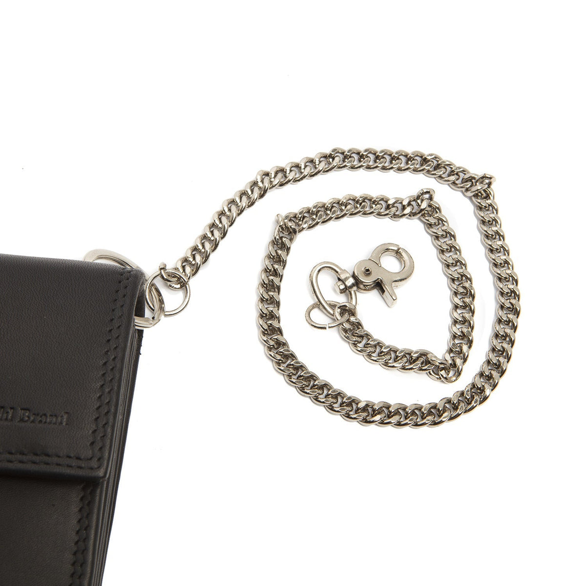 
Solid Antique Brass Hardware & Heavy-Duty Dual Zipper Detail on Elba Full-Grain Leather Waiter Wallet