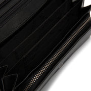Solid Antique Brass Hardware &amp; Heavy-Duty Dual Zipper Detail on Arvento Full-Grain Leather Wallet
