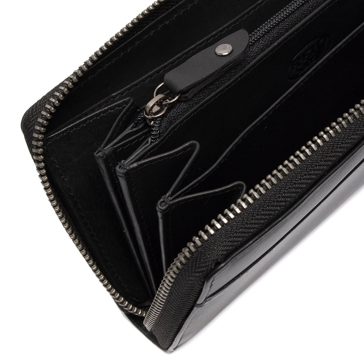 
Classic 100% Full-Grain leather Wallet - Rear Perspective Showing Reinforced Leather Straps & Stitching