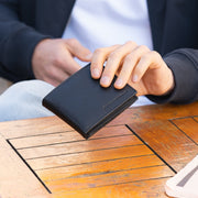 Classic 100% Full-Grain leather Wallet - Rear Perspective Showing Reinforced Leather Straps &amp; Stitching