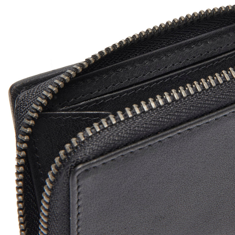 Classic 100% Full-Grain leather Wallet - Rear Perspective Showing Reinforced Leather Straps & Stitching