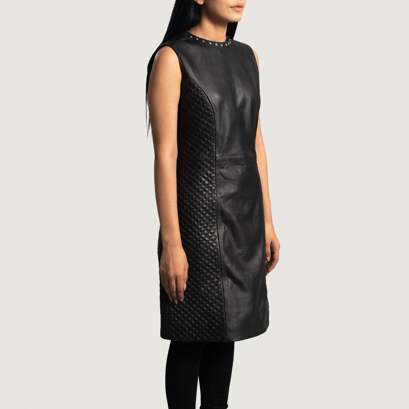 Luxe Black Leather Dress