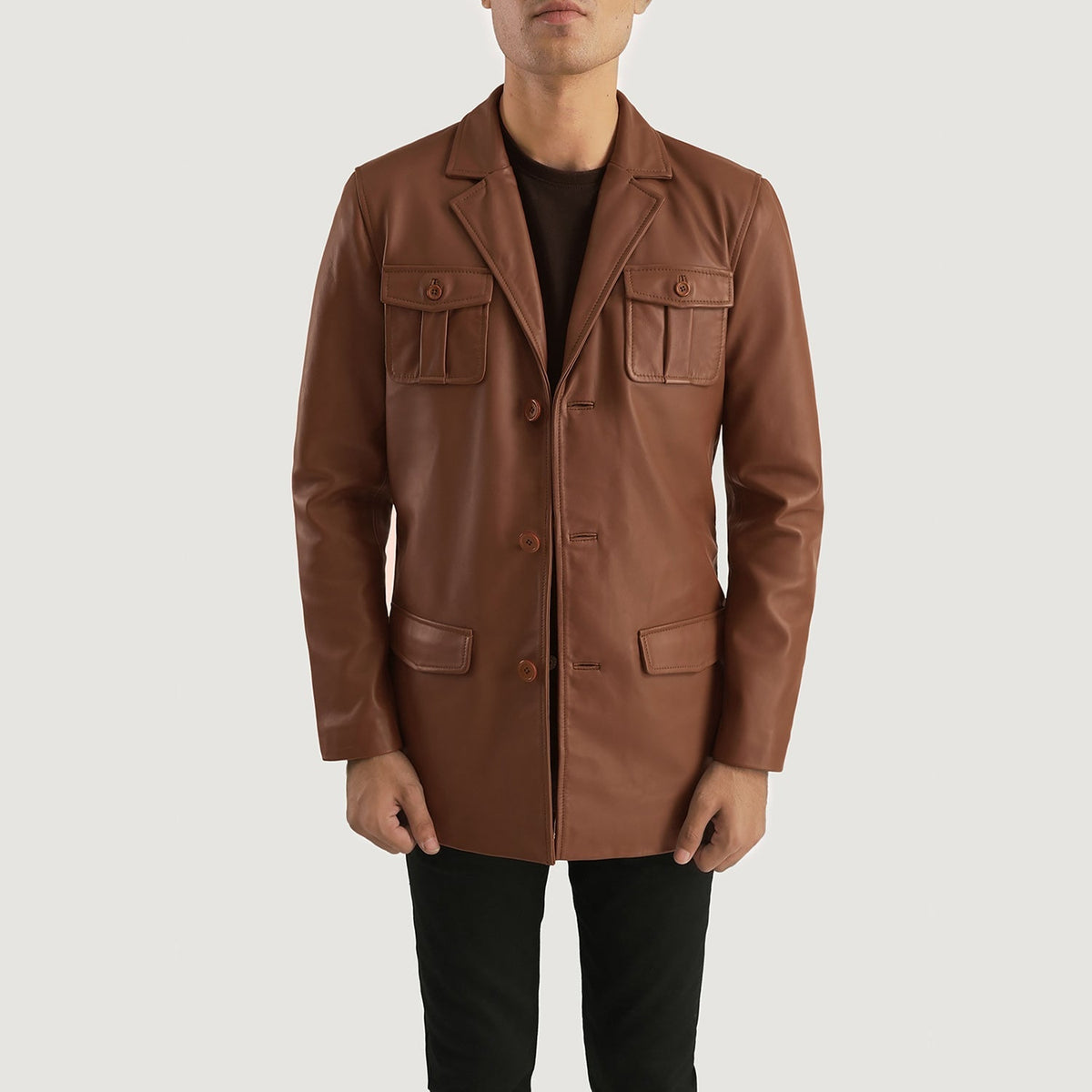 
Open hem & Hem Craftsmanship Construction Detail on Ray Cutler Black Leather Blazer