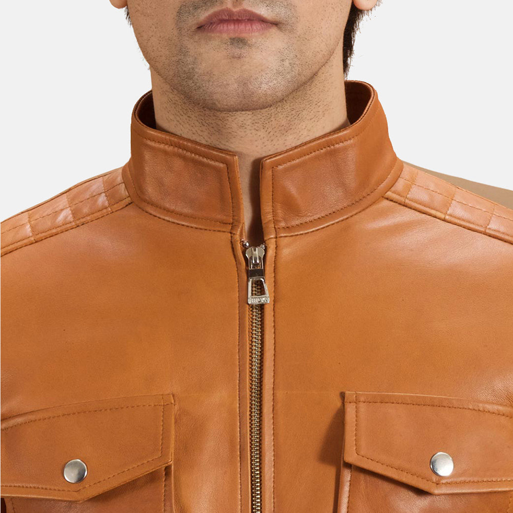 Authentic Sheepskin Leather with Semi-aniline Finish Grain Texture &amp; Heavy-Duty Seam Stitching Detail